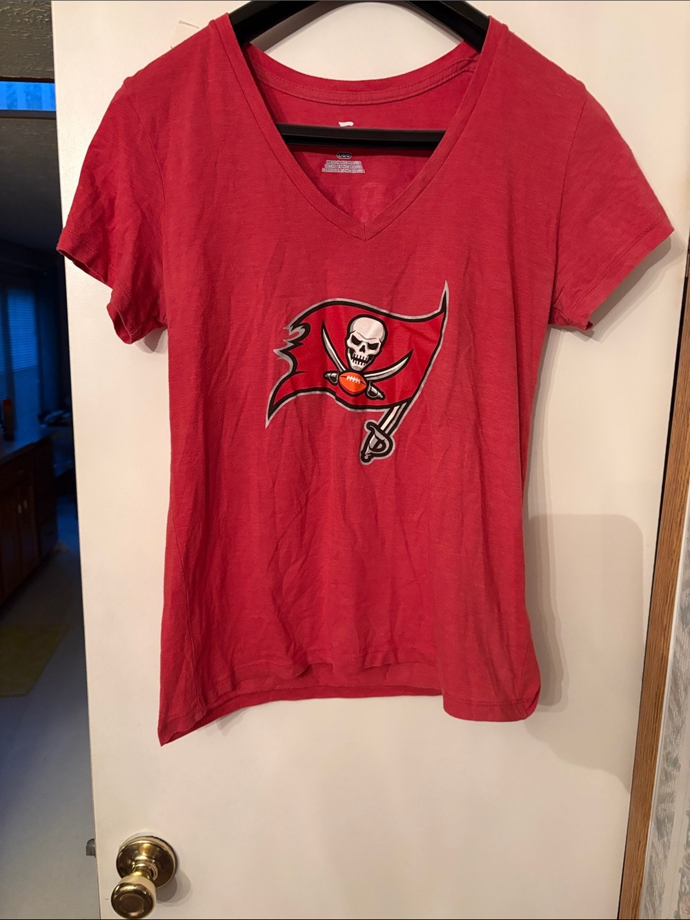 Fanatics Red Tampa Bay Buccaneers V-Neck Tee with Team Logo